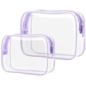 Clear Makeup Bags - 2 Pack Tsa Approved Toiletry Bags In 2 Sizes - Travel Bags🙂